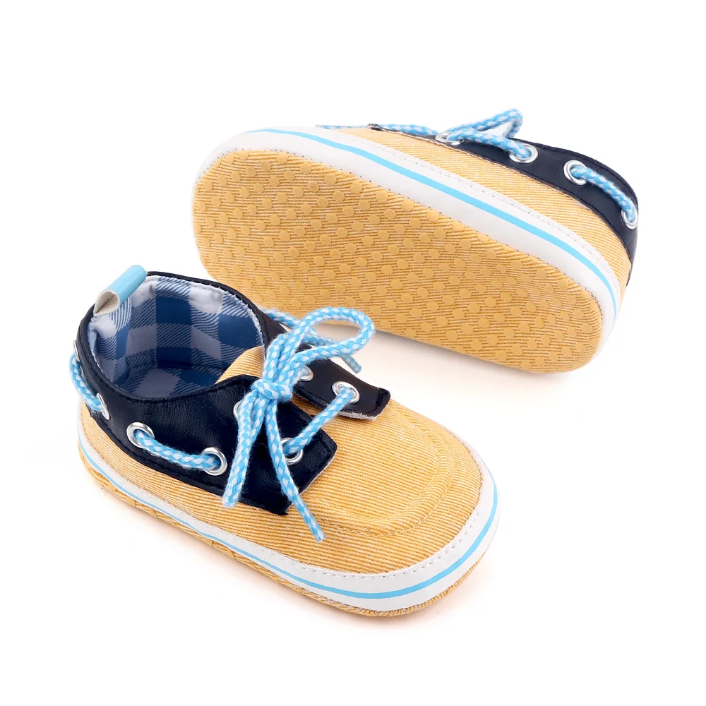 Color-matching Casual Lace-up Baby Soft Soles Anti-slip and Wear-resistant Canvas Shoes factory