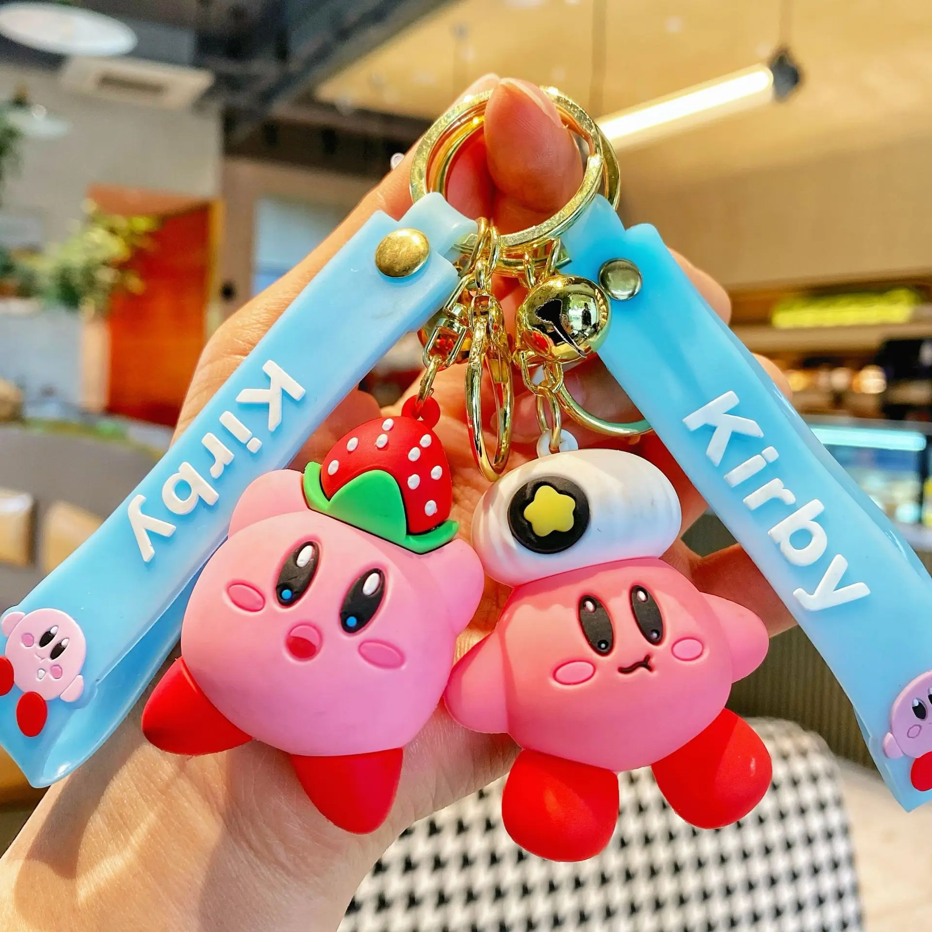 Wholesale kawaii Cute Star Kirby keychain game anime character design 3D cartoon Pendant rubber Car keyring soft pvc keychains