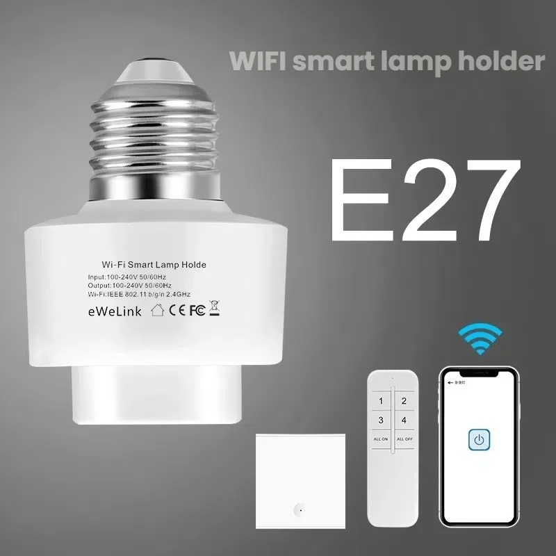 Yiweilian WiFi toma de corriente inteligente enchufe E26/E27 portalámparas teléfono inalámbrico Control remoto temporizador interruptor UE enchufe barra diseño hogar