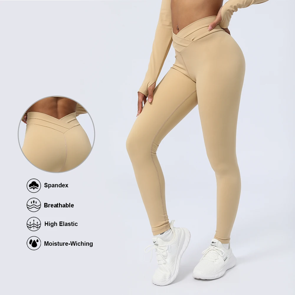 2024 New Design V Cross Waist Scrunch Butt Lift Women Yoga Sport Leggings Pant