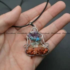 Buddha Pendant Popular Multi Gemstone Chips Chakra Yoga Buddha Pendant Necklace