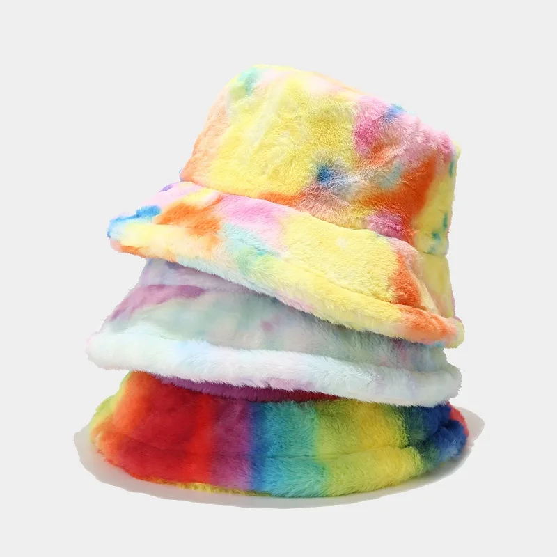 5 colors printed warm plush fuzzy fisherman hat wholesale women winter faux rabbit fur bucket tie die hat 5 colors printed warm plush fuzzy fisherman hat wholesale women winter faux rabbit fur bucket tie die hat
