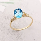 14k Gold Hot Sale 14K Solid Gold Wedding Ring Fashion Color Stone Engagement Real Gold Jewelry Ring