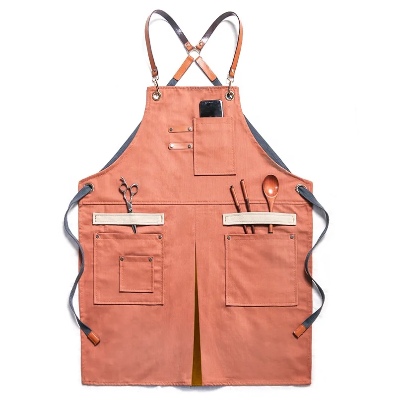 Custom Heavy Duty wax canvas Tool work Apron Chef Cooking BBQ and waterproof Working Tool Apron with pocket