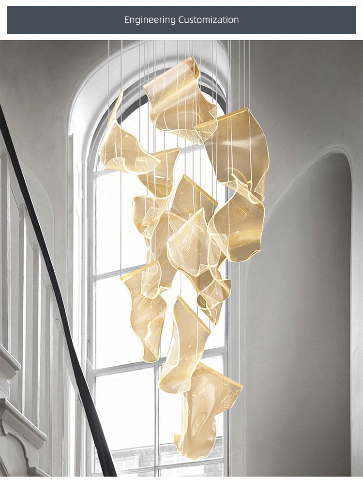 CPL-18 Experienced Custom Hotel Lobby Hall Decoration Lighting Luxury Acrylic LED Pendant Large Project Chandelier details