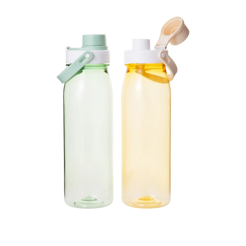 1L Tea Milk Tritan Bottle Plastic Water Bottle Easy to Clean with Supports Silicone Straw and Washing Brush