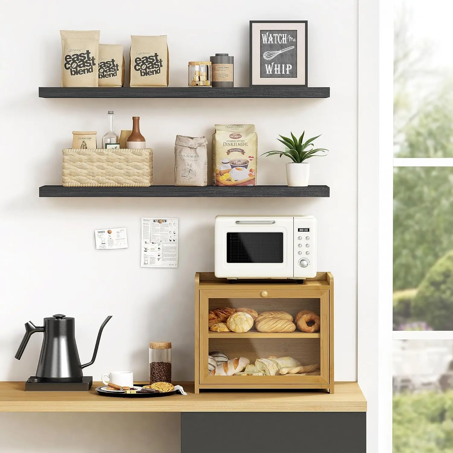 product bamboo bread box vintage wooden kitchen counter organizer storage cabinet for bread coffee spices snacks in bedroom bathroom-10