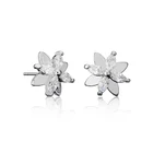 Silver Earrings 2021 Wholesale Jewelry Silver Fashion ZIRCON Earrings Flower Stud Earrings Women