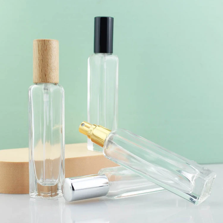 product 15ml wholesale  square perfume bottle spray bottle wooden cap glass perfume bottle-25