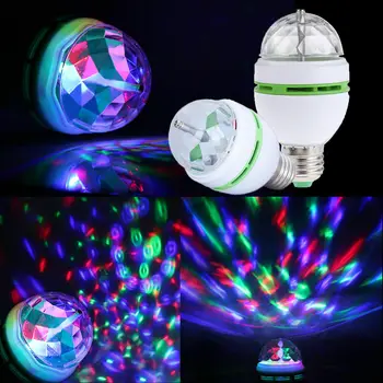 Full Color 3W RGB Led Lamps E27 Lampada Led Bulb AC 85-265V Auto Rotating Stage Lights Projector For DJ Party Show