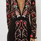 2021 Summer New Arrival Black Women Floral Embroidered Maxi Dress
