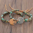 Bead Handmade Tree Of Life Trendy African Turquoise Bead Yoga Jewelery Adjustable Bracelet For Women Men