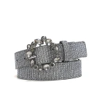 Belt Sliver Gemstone Women Pu Belt Shiney Sliver