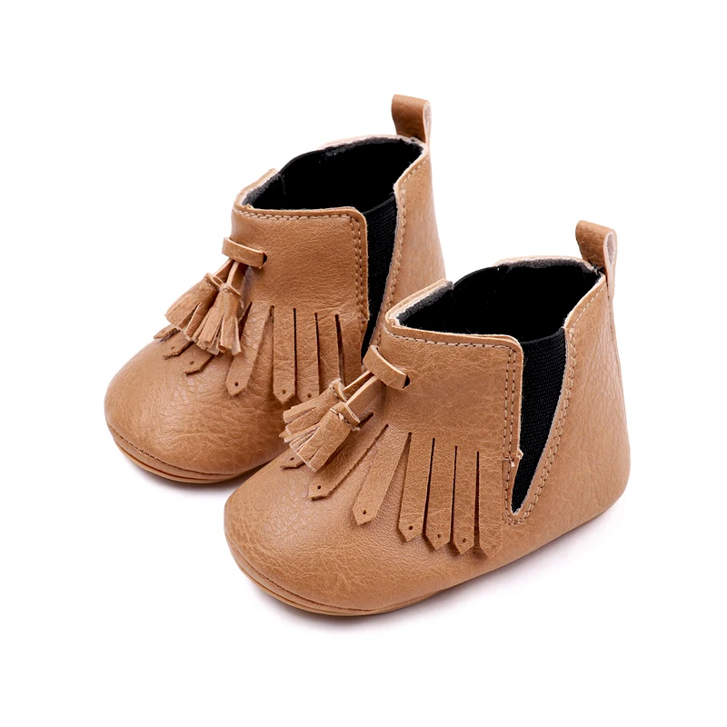 Baby Walking Shoes 0-1 Year Old Girls Soft Soles Soft PU Leather Tassel Infants Boots details
