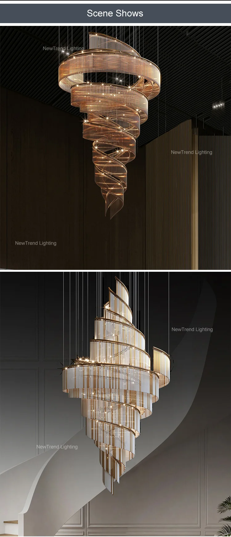 CPL-355 Contemporary Style Custom Indoor Decoration Hotel Hall Villa Staircase Led Chandelier Light details