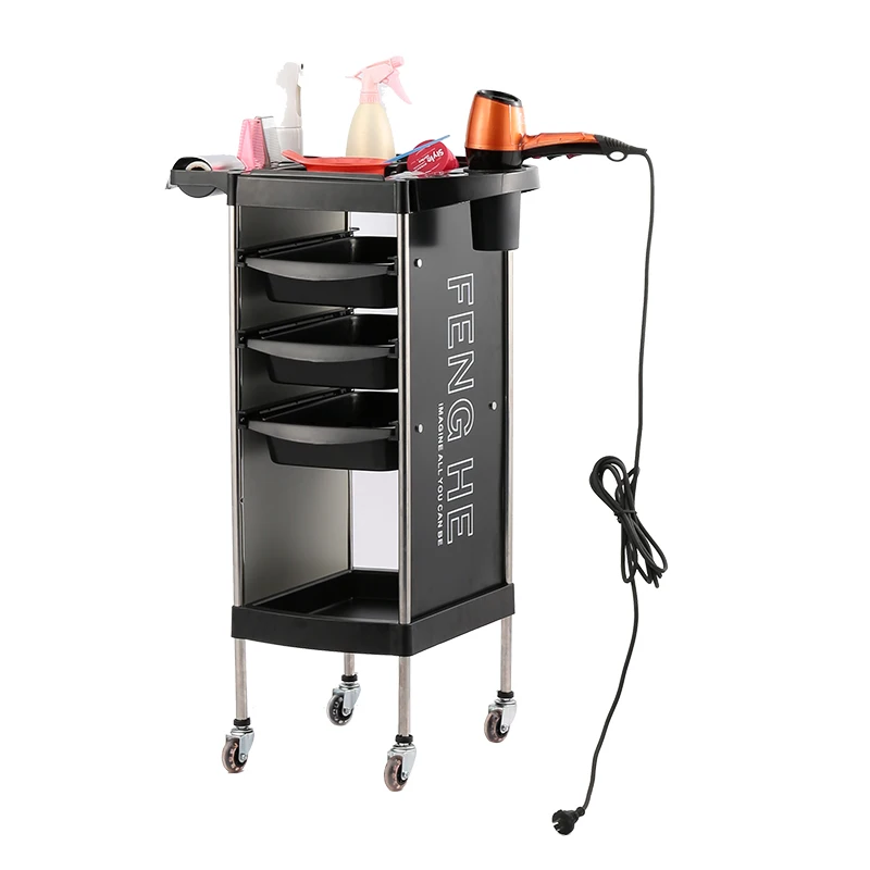 Factory wholesale hair dressing salon furniture barber rolling storage cart with drawers