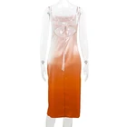 Casual OEM Custom Sequins Gradient Color Crystal Split Sleeveless Strap Backless Sexy Casual Woman Dress