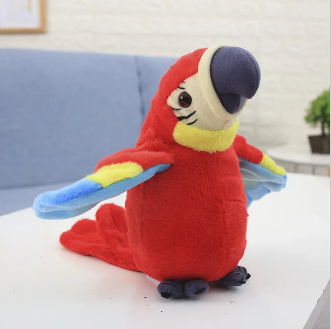 Electric Talking Parrot Plush Toy Cute Speaking Record Repeats Waving Wings Simulation Bird Kids Birthday Stuffed Plush Gift