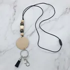 Beads Wooden Silicon Beads Wooden Disc Lanyard