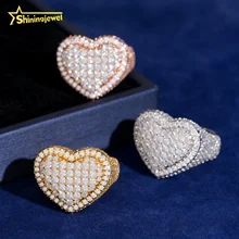 Hip Hop Rings Moissanite Diamond 925 Silver Heart Rings Women Men Iced Out Rings Pass Diamond Tester