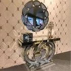Entrance Table Entrance Diamond Silver Solid Wood Entry Hallway Mirrored Console Table With Mirror