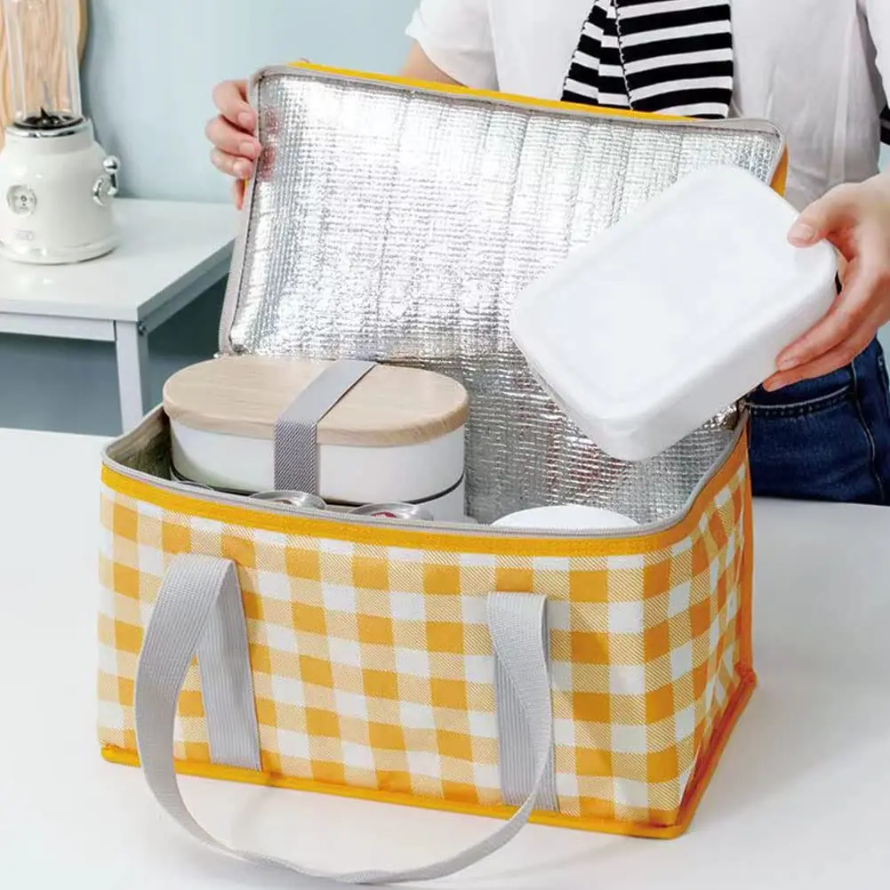 Aluminium Foil Tote Printing Picnic Cooler Bag Food Delivery Picnic Camping Lunch Bag Cooler Bag factory
