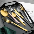 Stainless Steel Gold Plated Flatware Gold Matte Cutlery Set For Wedding With Pink Handle Flatware Set