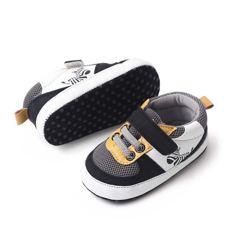 Spring and Autumn Cartoon zebra Leather Mesh Soft Sole Breathable Casual Infants Shoes for Boys supplier