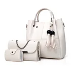 Bag Elegant Lady Luxury Gentle Tassel Design 3 In1 Bag Set Women Leather Handbag