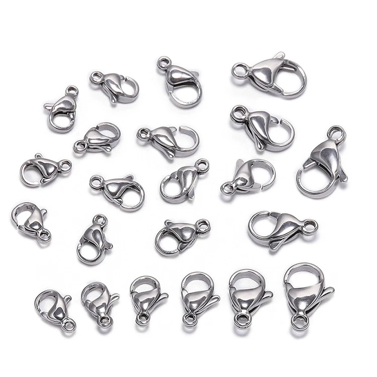 8x13mm 50pcs Grade A 304 Stainless Steel Lobster Clasps Claw Clasps for Bracelet Necklace Jewelry Making Findings M55- 