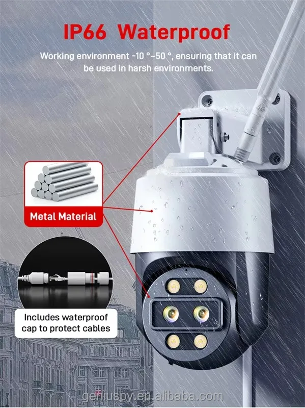4K 8MP 5mp Outdoor Dual Lens 10x Zoom Surveillance Cctv Wifi 4G Lte IP Security Cam Network Ptz Dome Camera Night Vision TF Card
