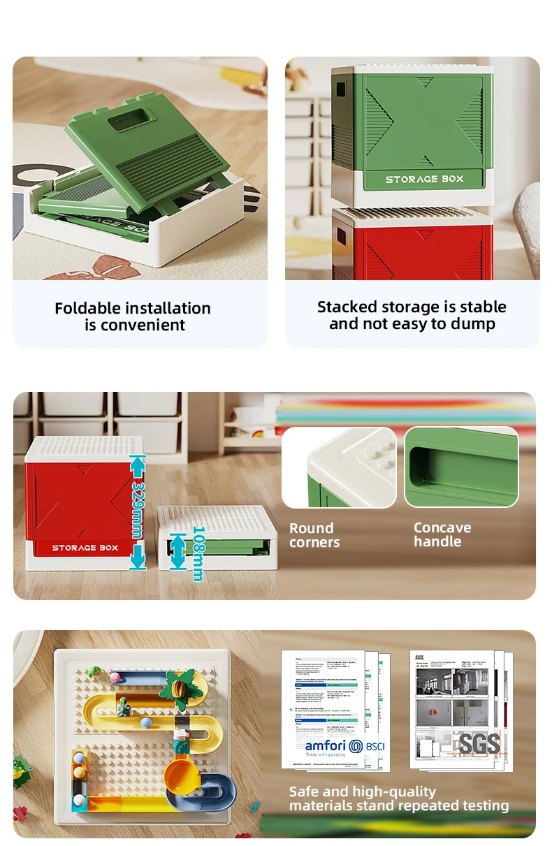 product wannuo lego style building block storage box childrens building block storage box foldable building block storage box-2