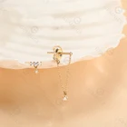 Cz Earring Gemnel Drop Design Women Jewelry S925 Gold Plated Chain CZ Earring