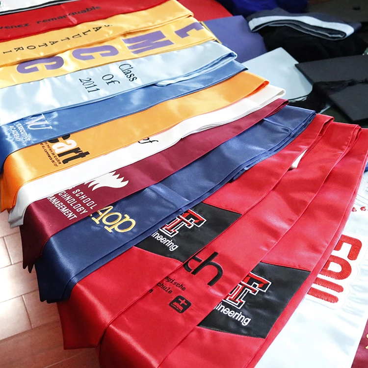 2025 Plain 60" Satin Sublimation Graduation Stoles Sash with Custom Logo Available Unisex Adults supplier
