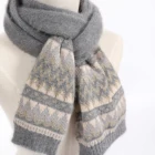 Women Yarns Hot Sale Women Winter Scarf Blended Fancy Yarns With Lurex Jacquard Knitted Oblong Scarf And 3pcs Gift Set