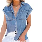 Womens Shirts For Women Summer Womens Denim Blouse Short Jeans Shirts For Women