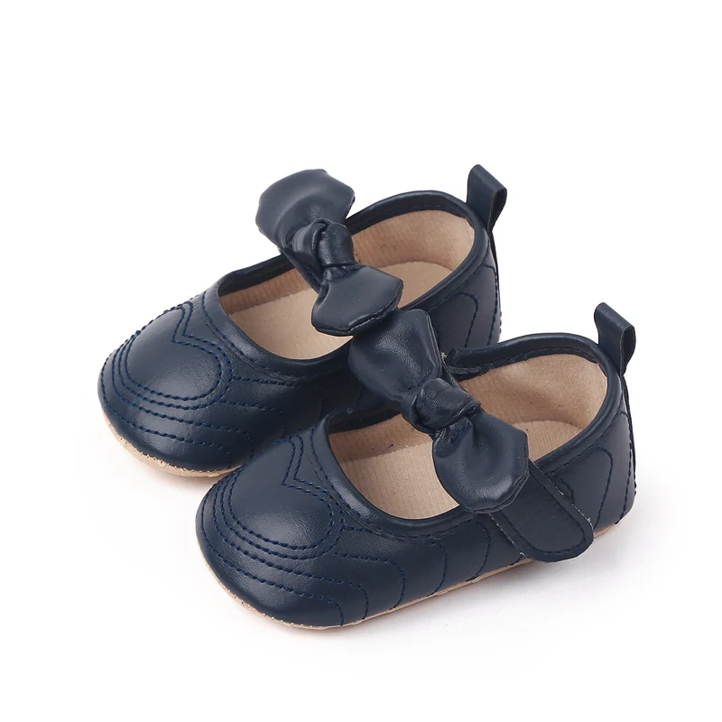 Heart-shaped Bow Mesh Breathable PU Leather-top Soft Soled Princess Toddler Shoes for Baby Girls factory