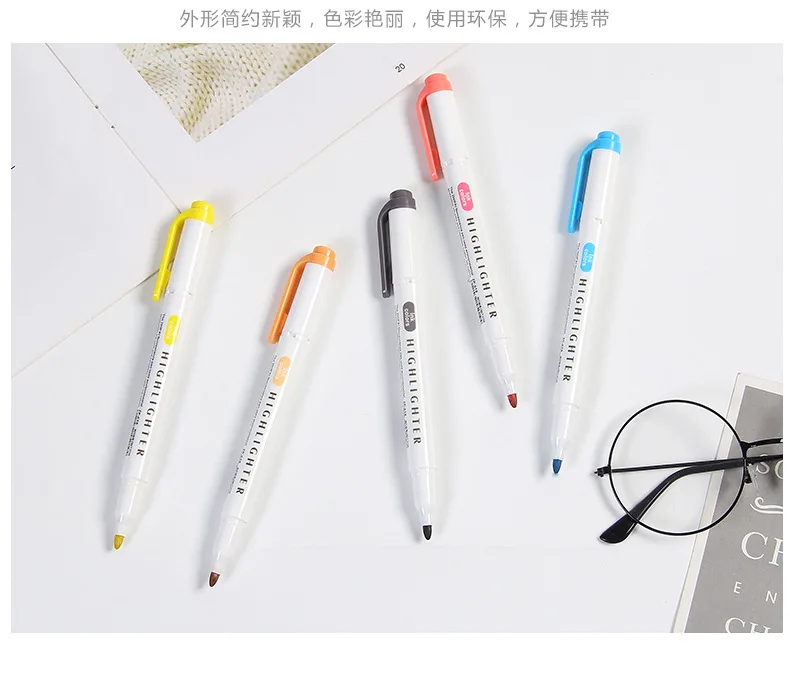 Highlighter Marking Students With Candy Colored Packaging Elegant And