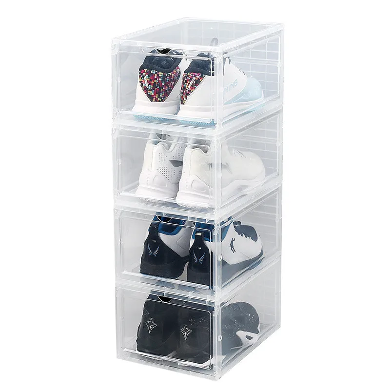 Shoe Box Plastic Storage Organizer Drop Front Clear Shoe Display Box Stackable Transparent Sneaker Box