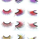 Synthetic Eyelashes Eyelash 3D Colorful Silk Faux Mink Synthetic False Eyelashes Black Band And Clear Band Color Eyelash