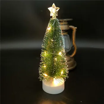 Christmas Tree Ornaments With LED Lights Mini Tabletop Counter Pine warm White Cedar Gift Home Window Christmas Decoration