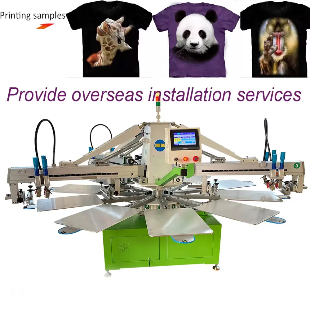 product full set of automatic 3 color 8 station screen printing machine for t shirts dtg printer t shirt printing machine-3