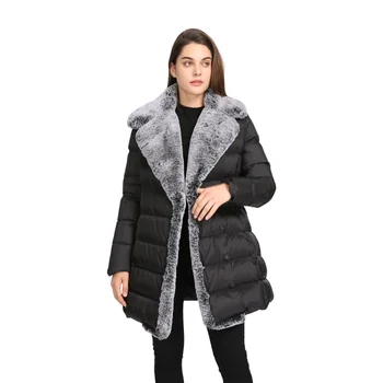 2022 fake fur collar long plus size women's jacket and puffer winter coat for women