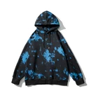 Black Hoodie Black Tie Dye 100% Hemp Mens Thick Light Blue Psychedelic Jersey Cotton Hoodie