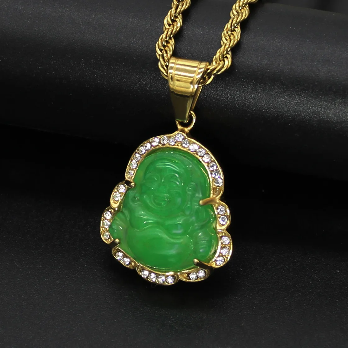 Green Agate Maitreya Buddha Pendant 