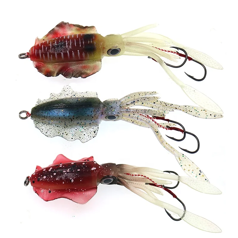 Fishing Soft Lure Luminous Squid Jig Fishing Lures Octopus Calamar Bait HOT SALE