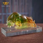 Gift Crystal Glass Art Liuli Bull Ox Statue Business Gift
