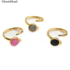 Gold Plated Druzy Rings Anti Fade Gold Plated Circle Druzy Gemstone Rings Adjustable Rings With Adjustable Band