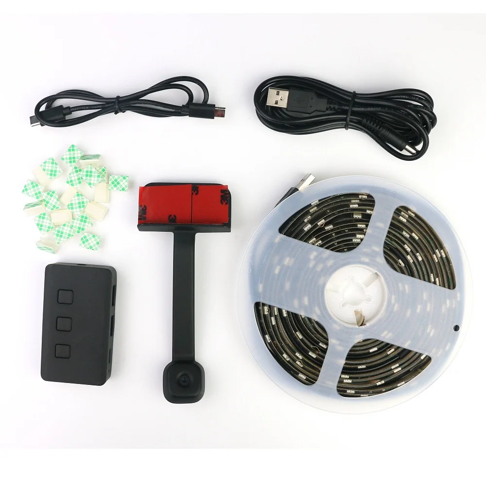 电视背光梦想彩色USB供电的发光二极管条形灯,带应用控制摄像头,用于游戏装饰