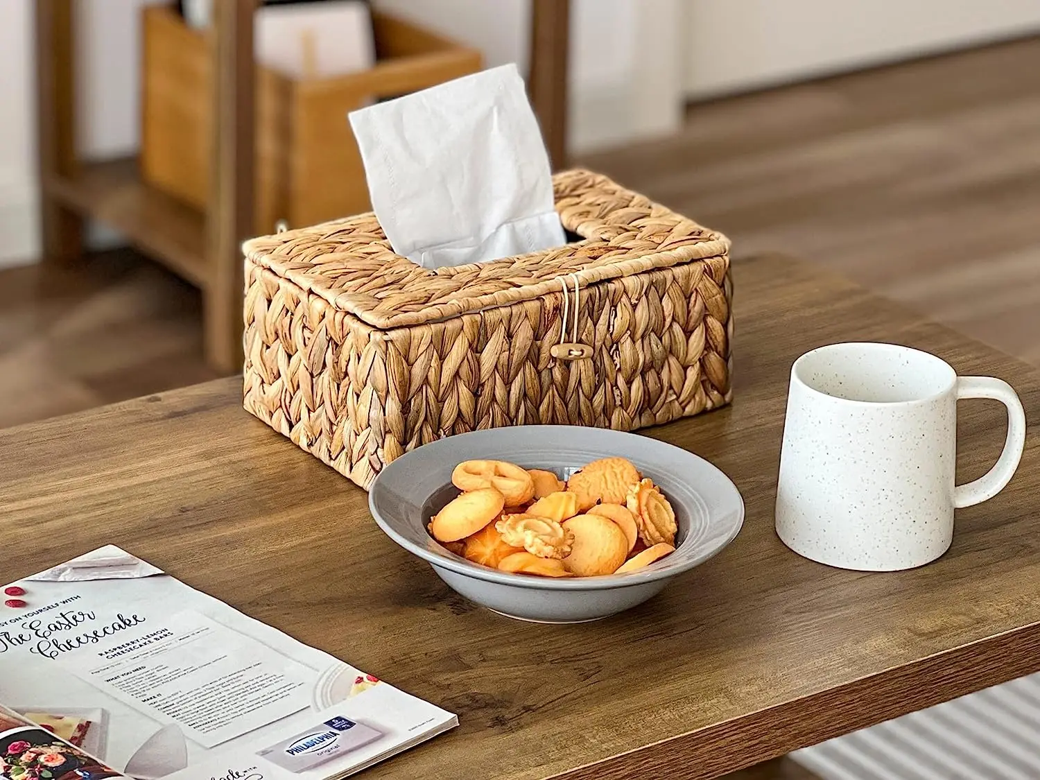 Wicker Napkin Holder, Water Hyacinth Tissue Box Cover, Handwoven Tissue Box Holder with Lid,